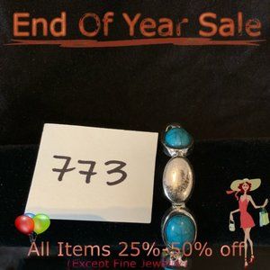Turquoise (faux ) and Silver Metal Bracelet